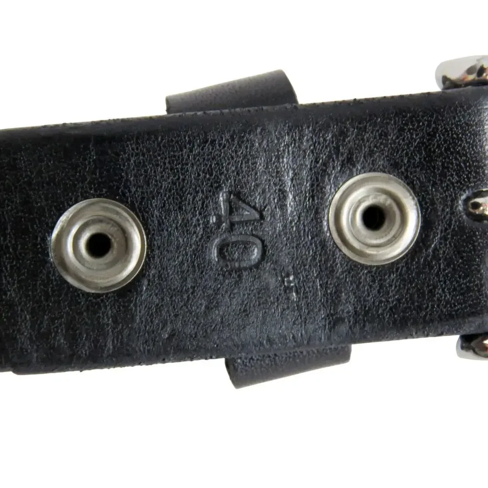 Belts.com Black Leather Belt Silver Rectangle Brass Buckle Size 40 Men's Clasic